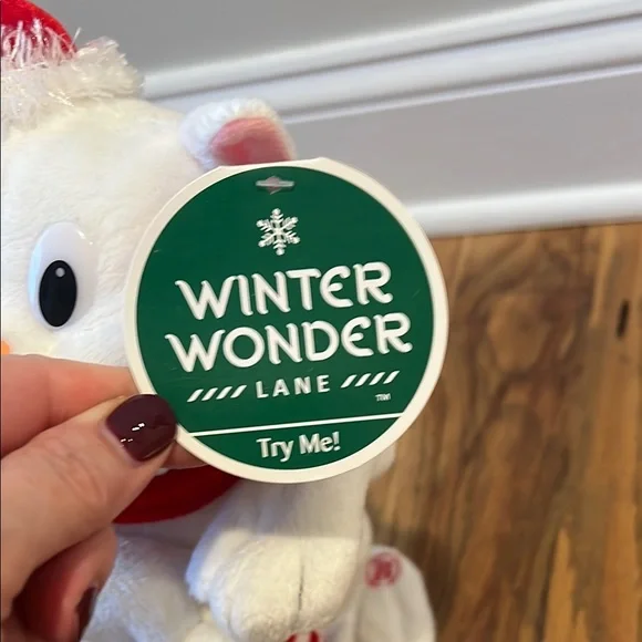 Christmas Cat Plush Toy with Santa Hat and Candy Cane - Picture 3 of 5